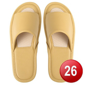 簡約透氣網布皮拖鞋-淺黃色 (26)