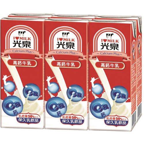 光泉 高鈣牛奶(200mlx6包/組)