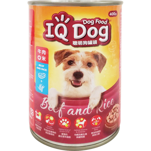 IQ Dog 聰明狗罐頭-牛肉+米口味(400g/罐)