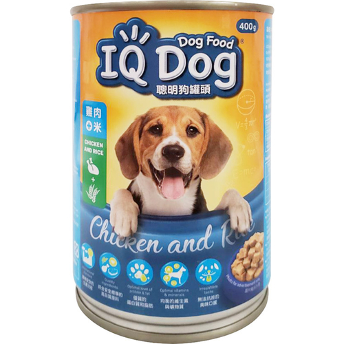 IQ Dog 聰明狗罐頭-雞肉+米口味(400g/罐)