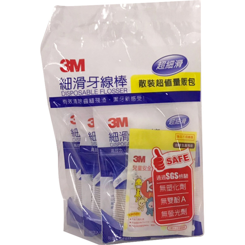 3M 細滑牙線棒量販包-散裝包(50支/袋X3袋)