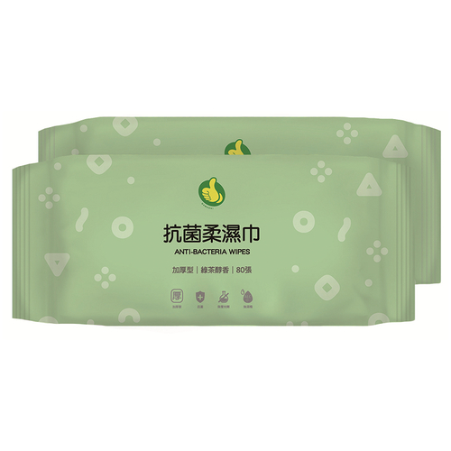 大拇指 抗菌柔濕巾-綠茶醇香(2入*80張)