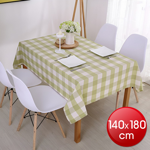 簡約格子桌布-淺綠大格子(140X180cm)