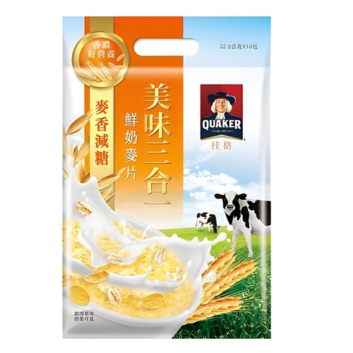 桂格 美味三合一麥片麥香減糖(32.5g*10包/袋)