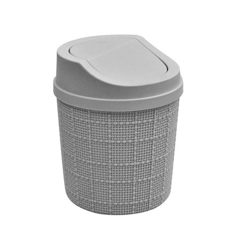 布紋圓形桌上型垃圾桶1.6L(顏色隨機)