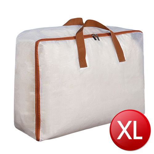 PVC透明手提棉被衣物收納袋XL(90L 橘色)