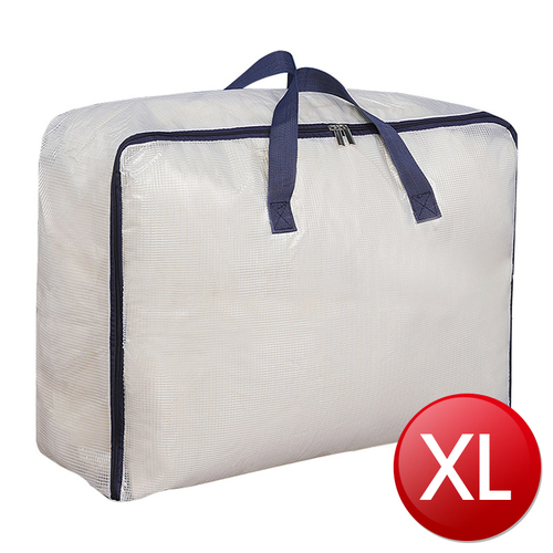 PVC透明手提棉被衣物收納袋XL(90L 藏青)