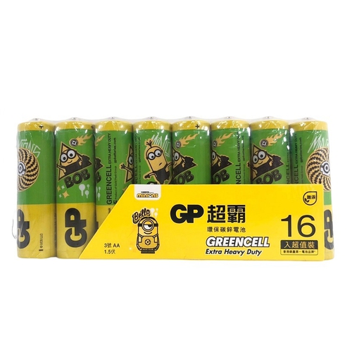 GP超霸碳鋅電池3號16入(小小兵)