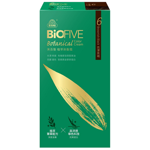 美吾髮 BioFIVE植萃染髮霜-6亮澤黑褐(40g+40g)