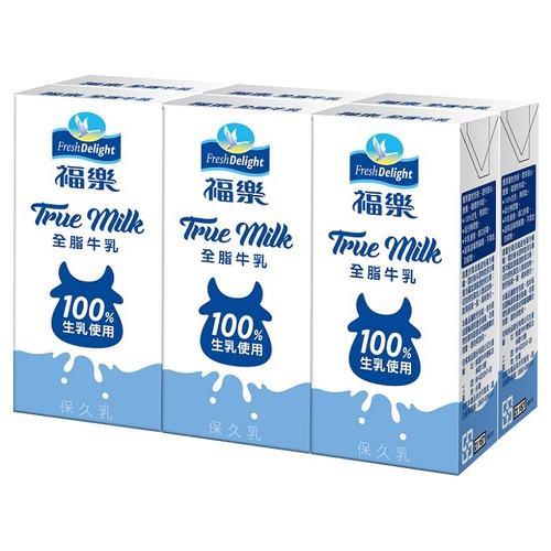 福樂 全脂牛乳100%生乳(200ml*6包/組)