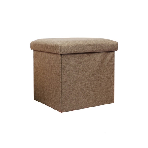 棉麻折疊收納凳-方型(咖啡)
