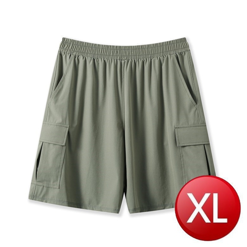 涼感彈力速乾口袋短褲(軍綠XL)