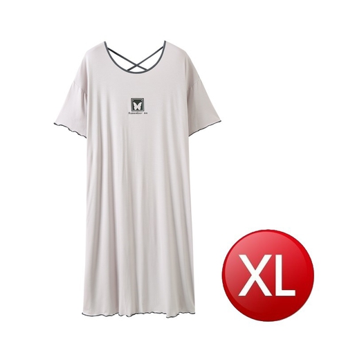 莫代爾休閒印花連身裙(淺灰色XL)