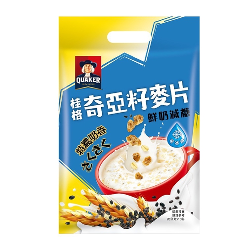 桂格 奇亞籽麥片-特濃鮮奶減糖(28G*10包/袋)