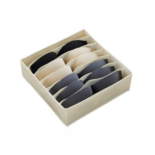 摺疊衣物分類收納盒-7格(米色)