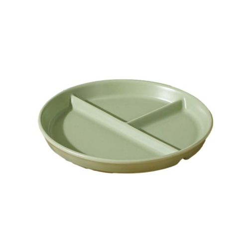 簡約純色陶瓷三格盤-圓盤(奶綠)