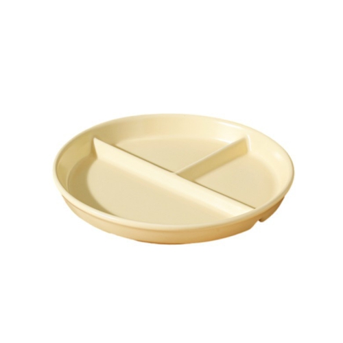 簡約純色陶瓷三格盤-圓盤(奶黃)