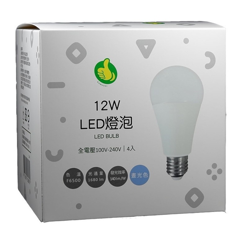 大拇指 LED燈泡12W-晝光色-4入(12W/FPLB-12DC)
