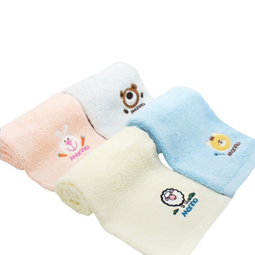 純棉素色動物刺繡毛巾(款式隨機)
